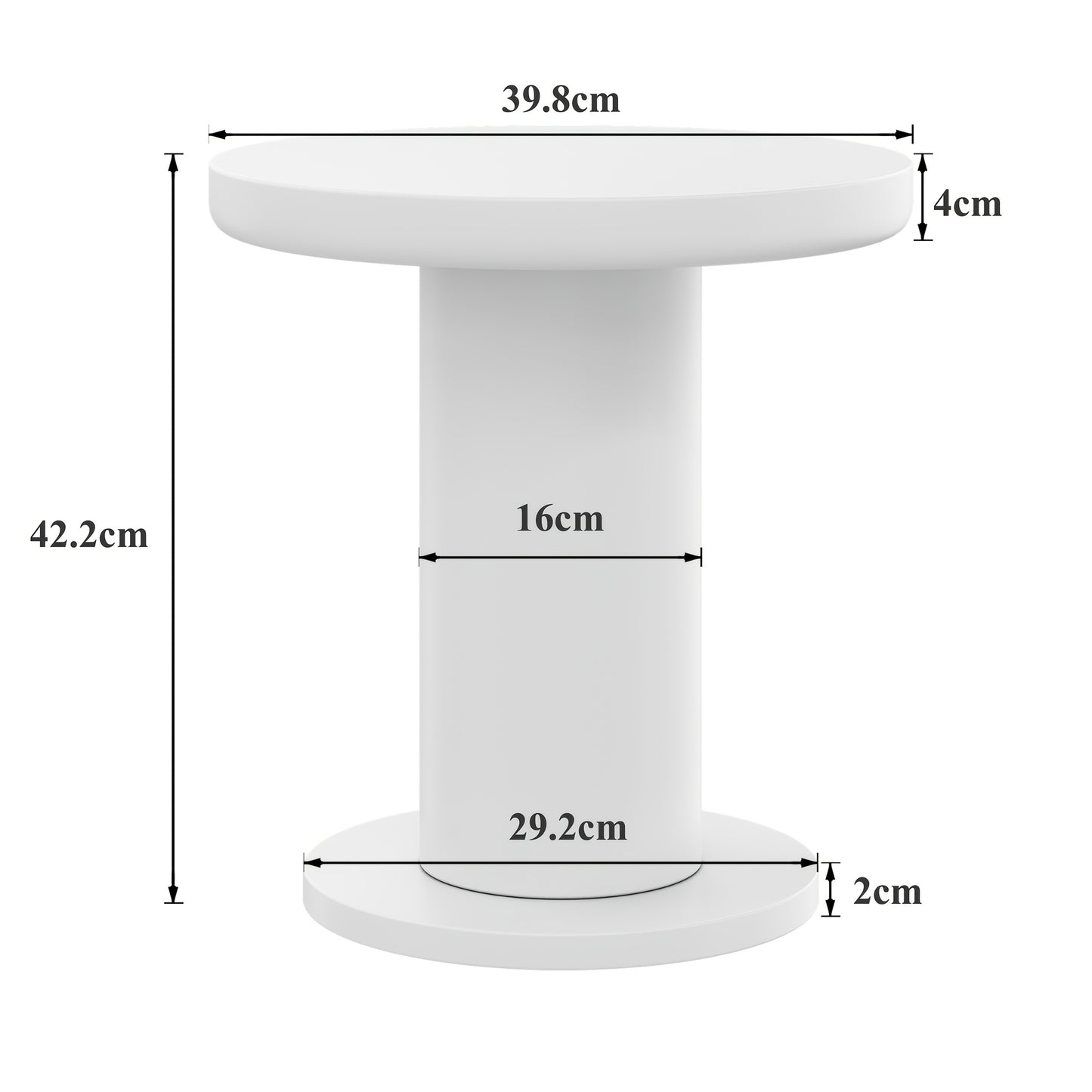 Salontafel – Bijzettafel – Woonkamertafel – Koffietafel – Ronde Tafel – 39,8 cm – Wit Metalen Frame – Minimalistisch Modern Design