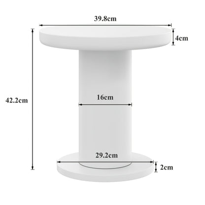 Salontafel – Bijzettafel – Woonkamertafel – Koffietafel – Ronde Tafel – 39,8 cm – Wit Metalen Frame – Minimalistisch Modern Design