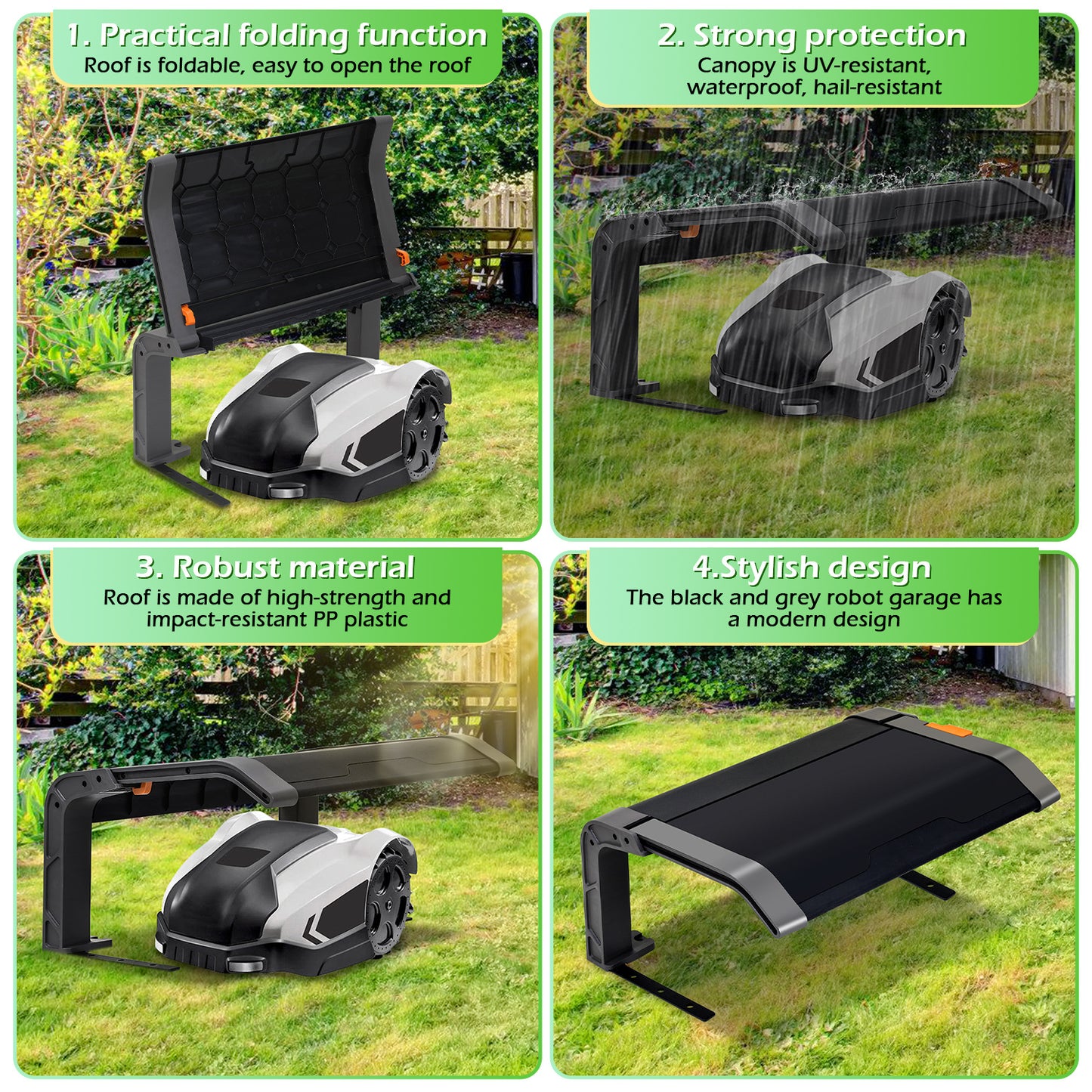 Robot Grasmaaier Garage – Opvouwbare Maaier Garage – Beschermhoes Grasmaaier – Grasmaaier Carport – Tuin Grasmaaier Schuilplaats – Met Metaal Frame – UV Bescherming – 72x56x36 cm
