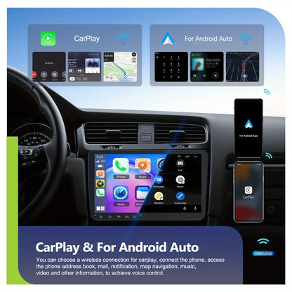 PODOFO 22.86cm Android 15 Car Radio for VW Golf, Tiguan, Caddy, Touran, Seat - 8Core/4G, 64GB, Wireless CarPlay, GPS, WiFi, 2 USB Ports, AHD Reversing Camera, Split Screen, 4K Video Support, Vehicle Audio Upgrade, Modern Car