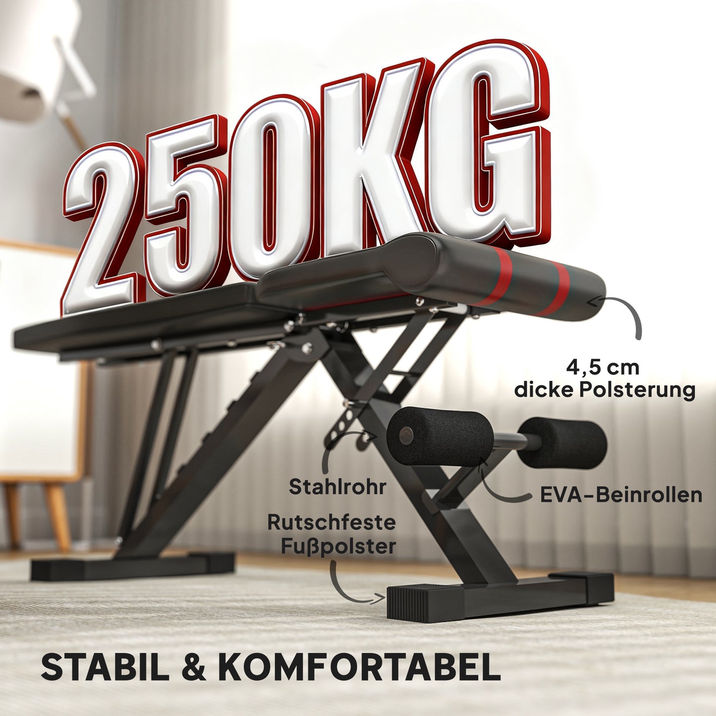Fitnessbank – Inklapbare Trainingsbank – Krachtbank – Dumbbellbank – Workoutbank – Zes Verstelbare Rugleuningstanden – Stevig Gepoedercoat Stalen Frame – Zwart