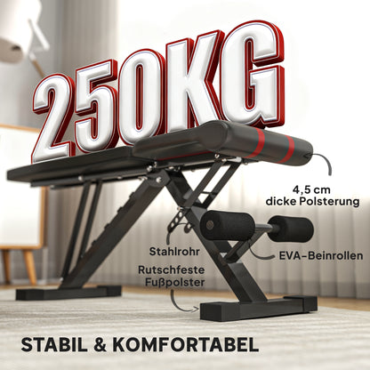 Fitnessbank – Inklapbare Trainingsbank – Krachtbank – Dumbbellbank – Workoutbank – Zes Verstelbare Rugleuningstanden – Stevig Gepoedercoat Stalen Frame – Zwart