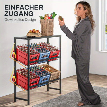 Flessenrek – Drankenkast – Krattenrek – Opbergrek – Flessenhouder – Vrijstaand Metalen Rek – Verstelbare Hoogte – Antislip Leggers – 103 x 33 x 113,5 cm – Stevig Staal