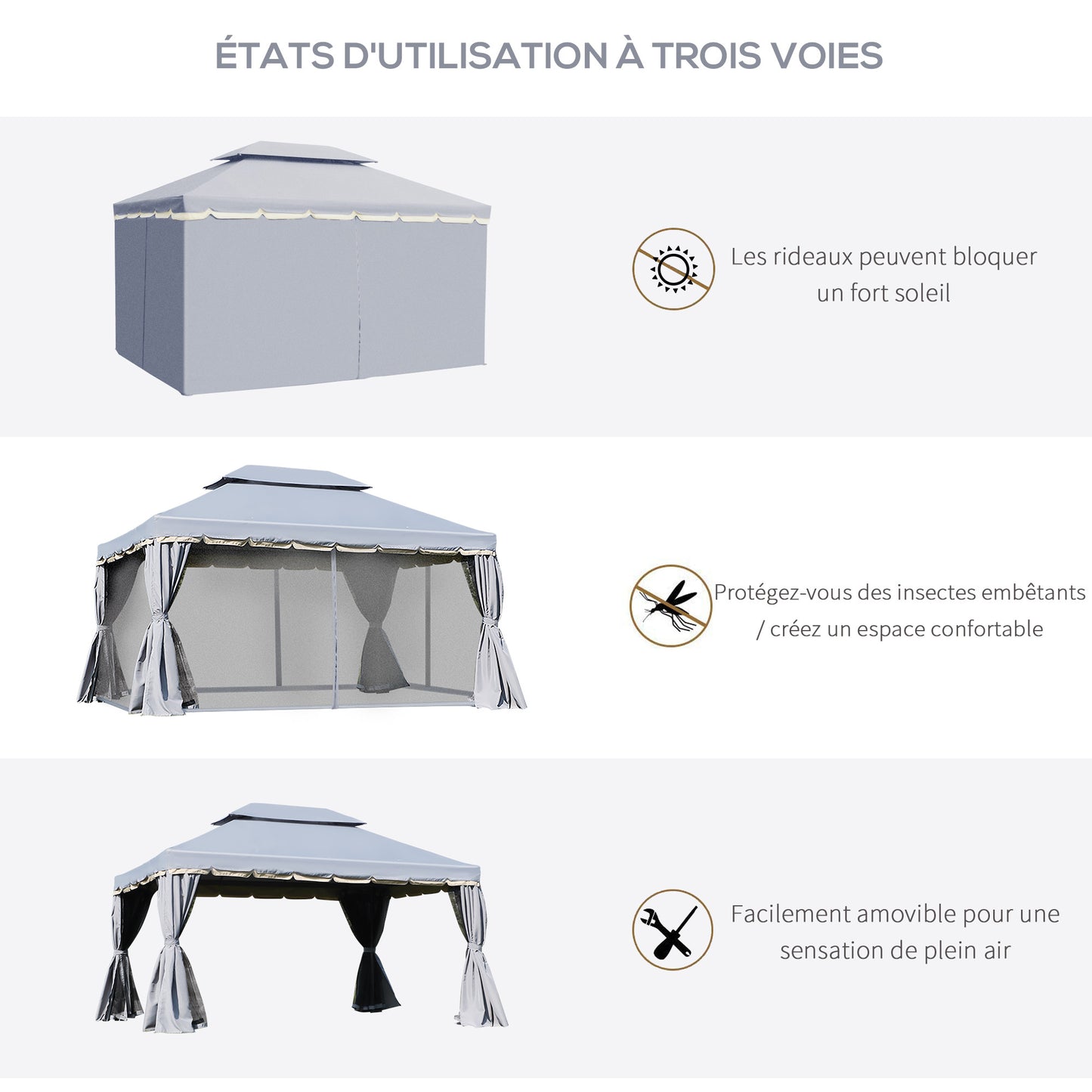 Tuinpaviljoen – Tuinhuis – Prieel – Pergola – Overkapping – Lichtgewicht Aluminium Frame – 4x3 Meter Met Muskietennetten