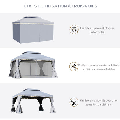 Tuinpaviljoen – Tuinhuis – Prieel – Pergola – Overkapping – Lichtgewicht Aluminium Frame – 4x3 Meter Met Muskietennetten