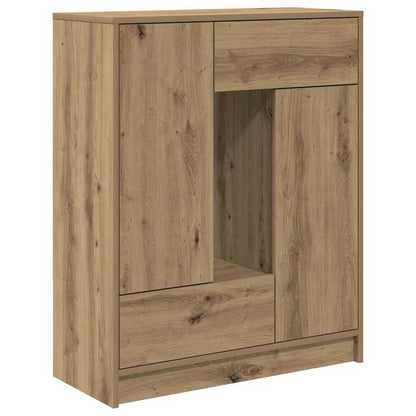 Lockable Modern Farmhouse Storage Cabinet with Doors & Drawers - Heavy-Duty Hardwood Construction, Spacious Floor-Standing Sideboard with Open & Closed Storage, Natural Wood Grain for Living Room, Bedroom, Kitchen - Rustic El