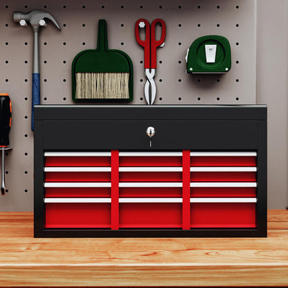 Opbergkist Gereedschapskist Toolbox Werkplaatskist Ladesysteem – Variant B20-107V00MX – Stevig Stalen Frame – Afsluitbaar Met Slot – 60x26x34 cm – Rood Zwart