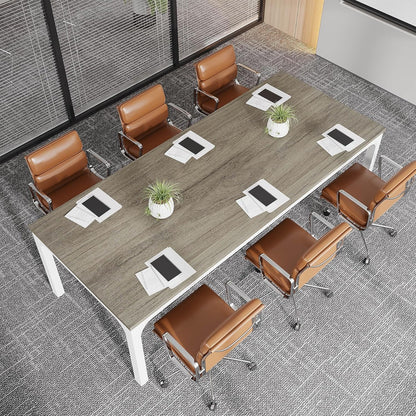 Vergadertafel – Conferentietafel – Bureautafel – Seminartafel – Kantoorwerktafel – Eikenlook Hout – Robuust Metaal – 200 cm Breed – Eenvoudige Montage