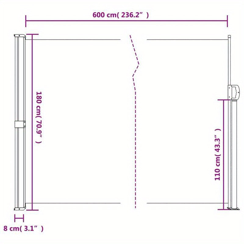 Windscherm – Windscherm Uitschuifbaar – Windscherm Tuin – Windscherm Veranda – Flexibele Afmetingen Tot 600 Cm – Weerbestendig Metalen Frame - Rood