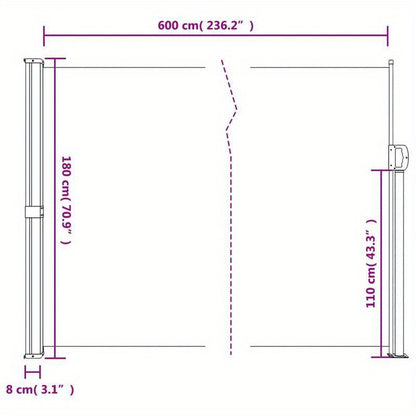 Windscherm – Windscherm Uitschuifbaar – Windscherm Tuin – Windscherm Veranda – Flexibele Afmetingen Tot 600 Cm – Weerbestendig Metalen Frame - Rood