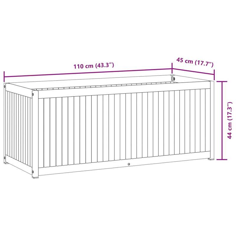 Planter 110x45x44cm solid acaciawood en Practical Removable Outdoor