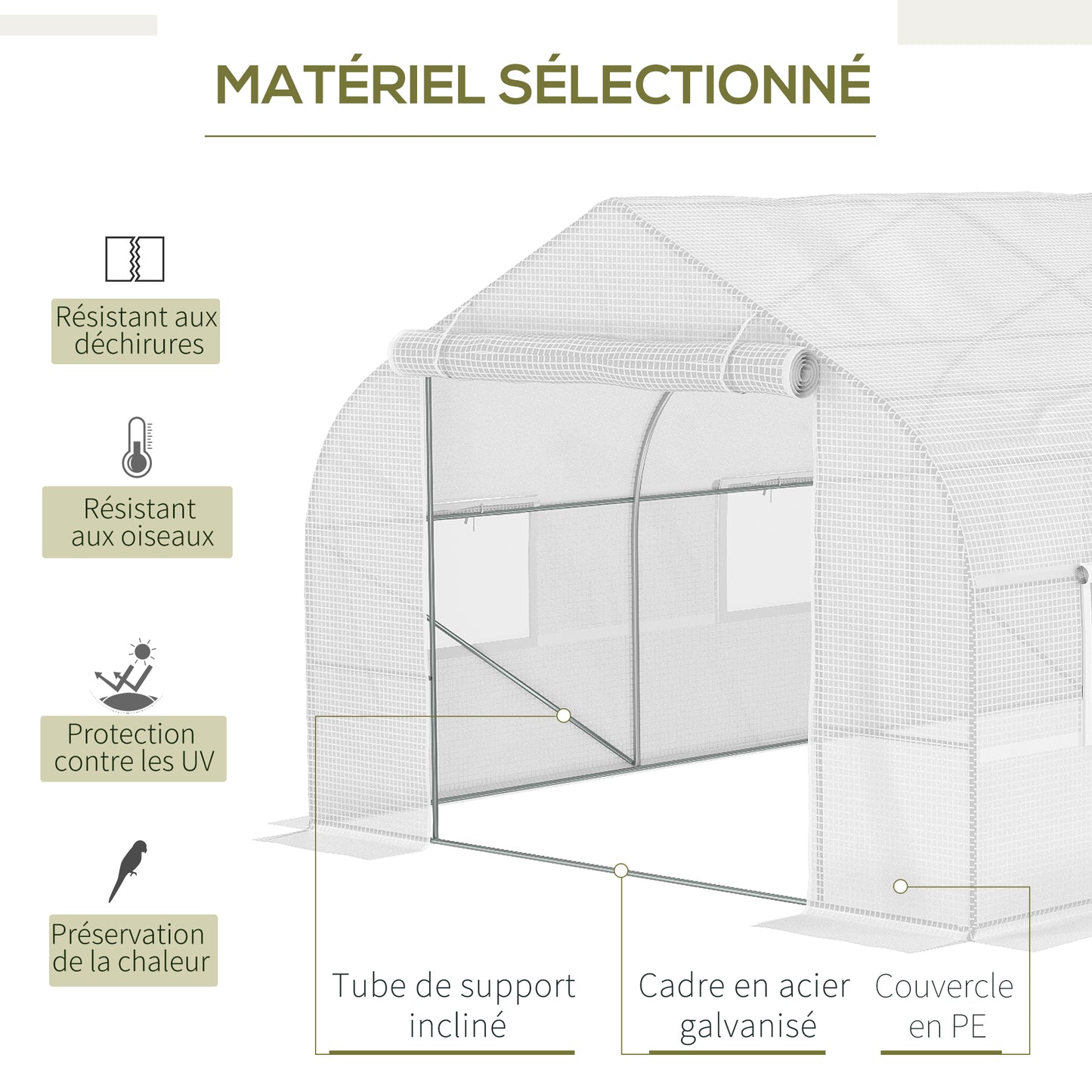 Tuinkas – Kassen – Serre – Groentekas – Tunnelkas – Wit – 600x300x200 cm – Gegalvaniseerd Metalen Frame – PE Doek 140 g/m²