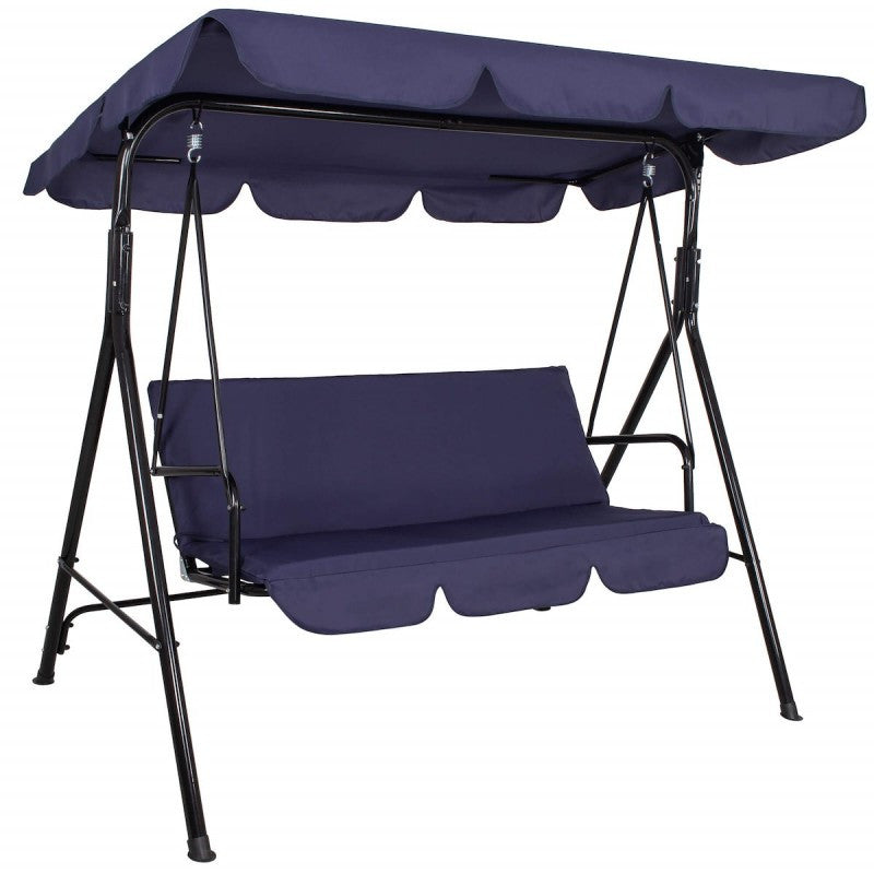 3-Persoons Schommel – Tuinschommel – Buitenschommel – Balkon Schommel – Relaxschommel – Verstelbaar Polyester Zonnescherm – Stevig Gepoedercoat Metalen Frame