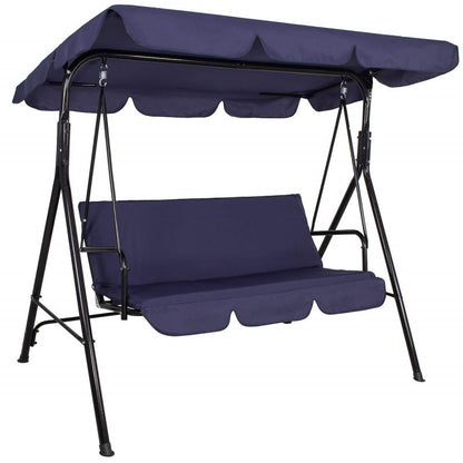 3-Persoons Schommel – Tuinschommel – Buitenschommel – Balkon Schommel – Relaxschommel – Verstelbaar Polyester Zonnescherm – Stevig Gepoedercoat Metalen Frame