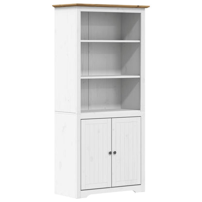 Boekenkast – Boekenkastje – Boekenplank – Opbergkast – Vakkenkast – Massief Dennenhout – 3 Open Planken & 2 Deuren – Warm Bruine Kleur