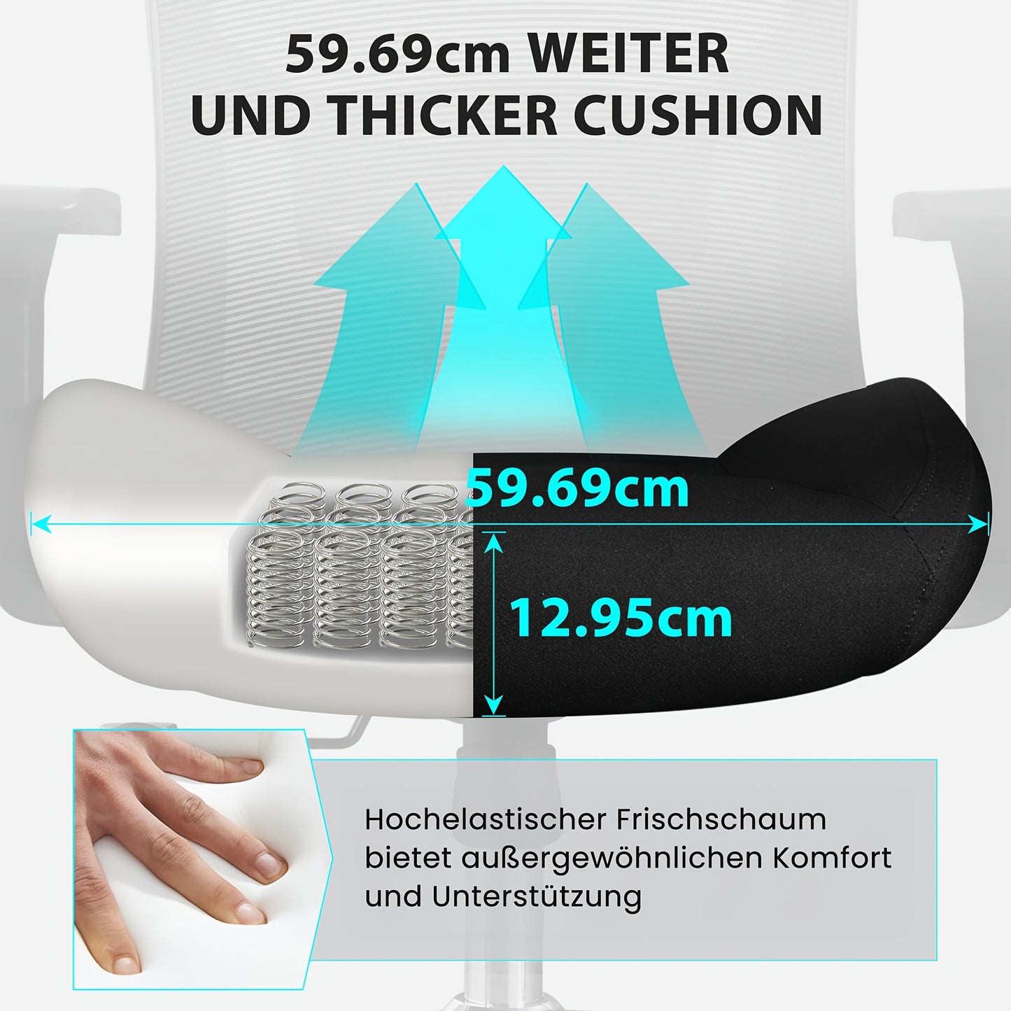 Bureaustoel – Office Chair – Computerstoel – Kantoorstoel – Ergonomische Stoel – Verstelbare Lendensteun & Armleuningen – Draagkracht 200 kg – Mesh Design Zwart