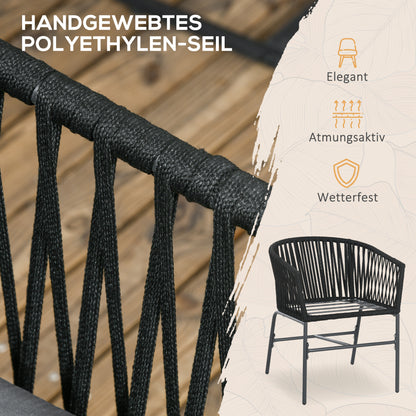Boho Tuinstoelen Set – Tuinstoel Balkonstoel – Loungestoel Terrasstoel – Tuinmeubel Zwart – Set Van 2 Stoelen – Afneembare Kussenhoezen – Weerbestendig Metalen Frame