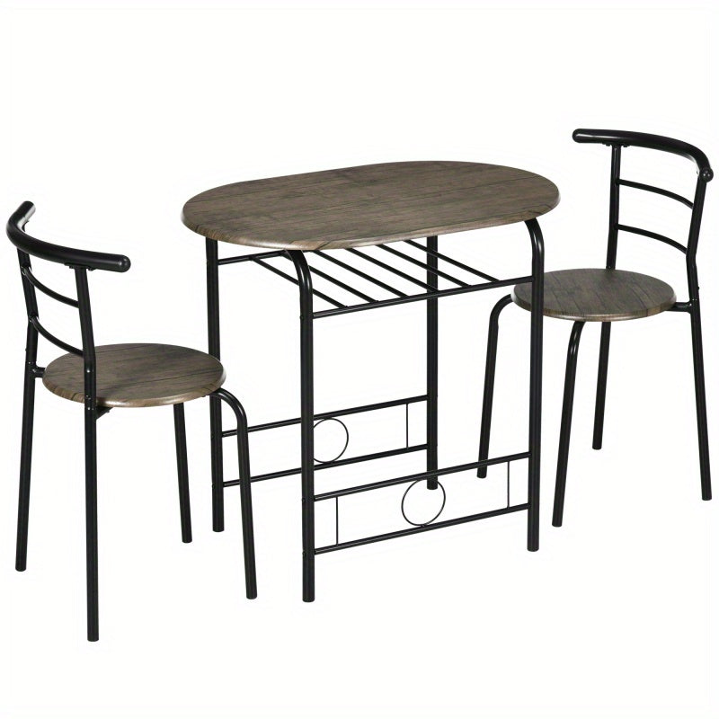 Bistroset – Tuinset – Balkonset – Eettafelset – Stoelenset – Zwart – Compact Ontwerp – MDF Tafel Met Metalen Frame