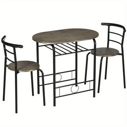 Bistroset – Tuinset – Balkonset – Eettafelset – Stoelenset – Zwart – Compact Ontwerp – MDF Tafel Met Metalen Frame
