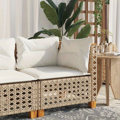 Buitenbank – Loungesofa – Loveseat – Tuinbank – Terrasbank – Beige Kussens – Weerbestendig Gevlochten Resin – Stevig Stalen Frame