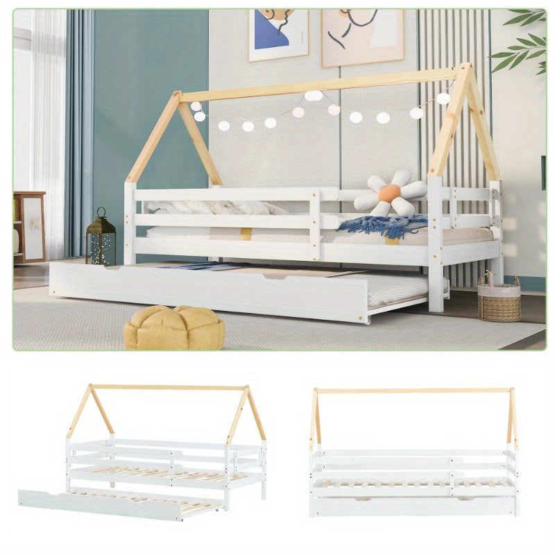 Staalbed – Metaalbed – Gastbed – Uittrekbed – Enkelsbed – Pull-Out Rolling Bed – Ruimtebesparend Design – Inclusief Dakconstructie