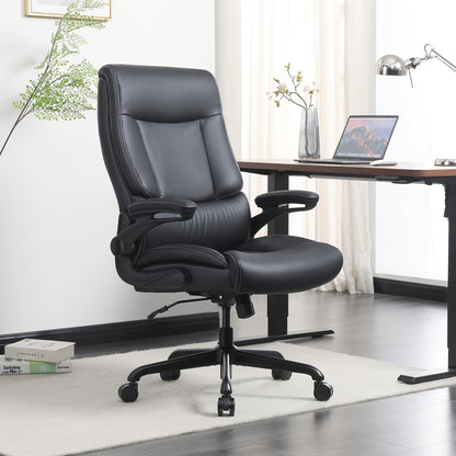 Grote Bureaustoel – Grote Werkstoel – Stevige Bureaustoel – Ergonomische Stoel – Bureaustoel Beige – Maximaal Draaggewicht 226,8 kg – Flip-up Armleuningen