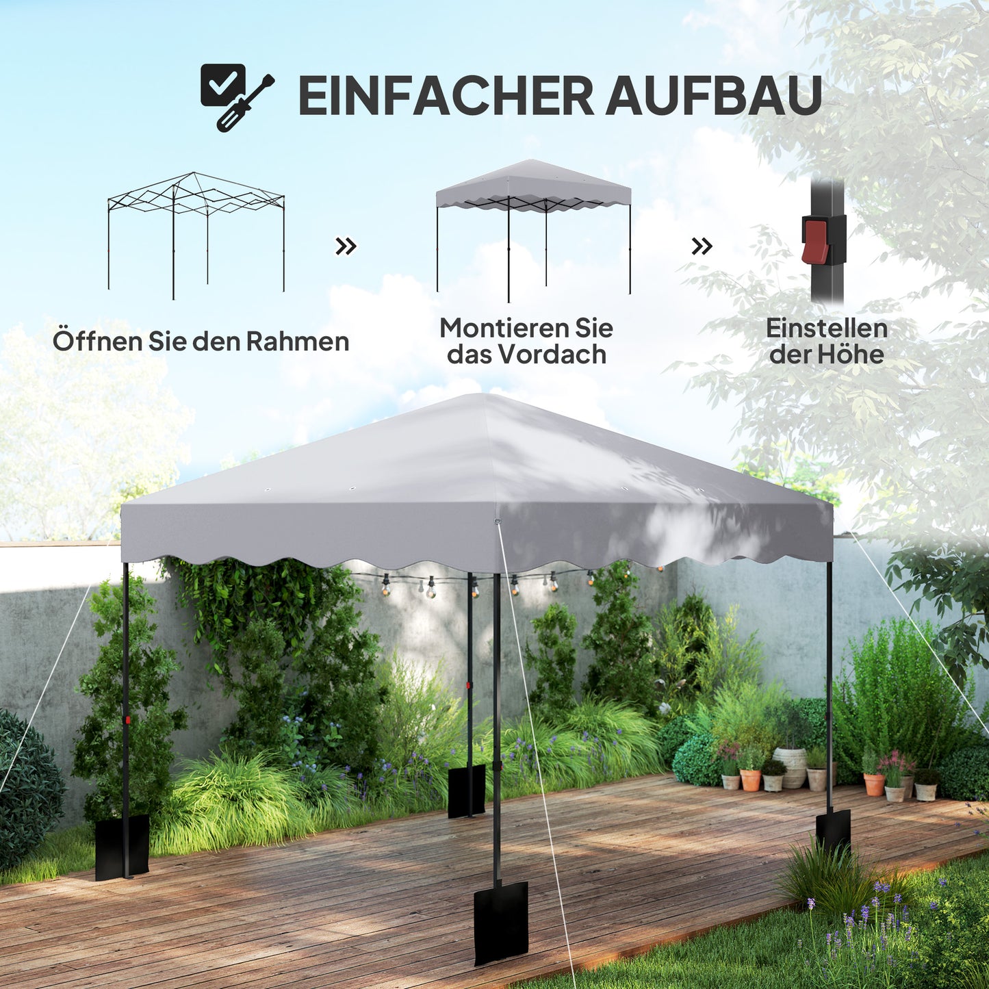 Partytent – Paviljoen – Feesttent – Tuinent – Vouwtent – 3x3 Meter – Waterdicht Oxford Stof Met UPF50+ UV-Bescherming