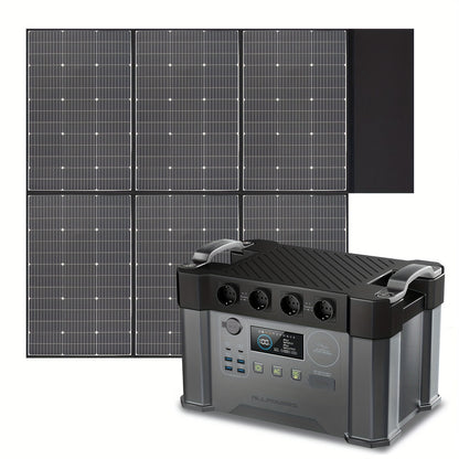 Zonnegenerator – Powerstation – Stroomgenerator – Draagbare Energiecentrale – Solar Powerbank – 2400W Continu Vermogen – 1451,6Wh Li-ion Batterij met UPS en MPPT Snelladen
