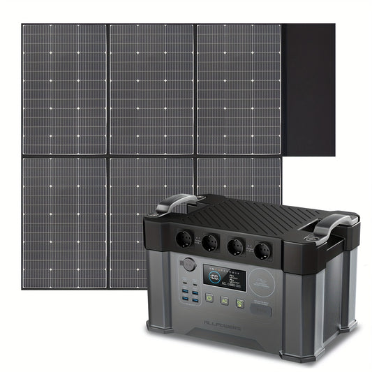 Zonnegenerator – Powerstation – Stroomgenerator – Draagbare Energiecentrale – Solar Powerbank – 2400W Continu Vermogen – 1451,6Wh Li-ion Batterij met UPS en MPPT Snelladen