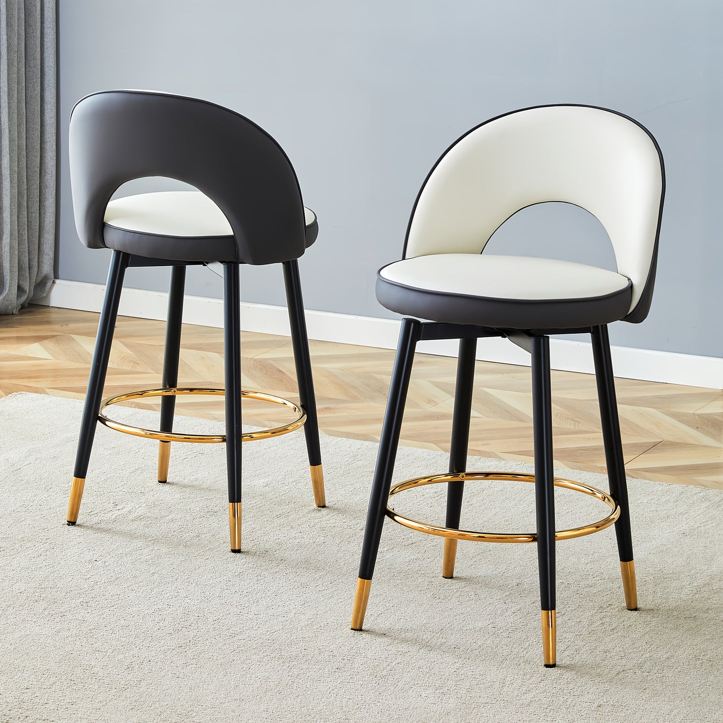 Barkruk – Barstoel – Barstoel Met Rugleuning – Keukenstoel – Barstoelen – 360° Draaibaar – Stevig Metalen Frame – Ruimtebesparend Design