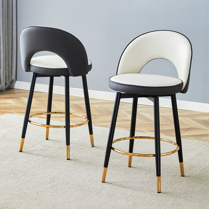Modern 360° Swivel Bar Stool - Heavy-Duty Metal Construction, Space-Saving Swivel Base for Home, Restaurant, Kitchen, Patio - Easy Assembly, No Power Needed - Available in Black, White, Brown, Gray - Ideal for Bars, Cafes, O