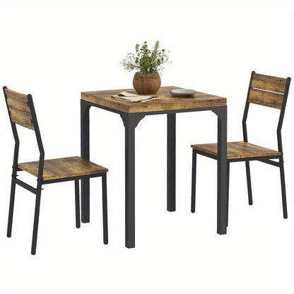 3-Teilige Essgruppe, Esstisch-Set, 1 Tisch, 2 Stühle, Mdf+Metall, Moderne Küchenmöbel, Schneller Aufbau, Platzsparend, Esstisch Im Landhausstil Geeignet Für Wohnzimmer, Esszimmer, Küche