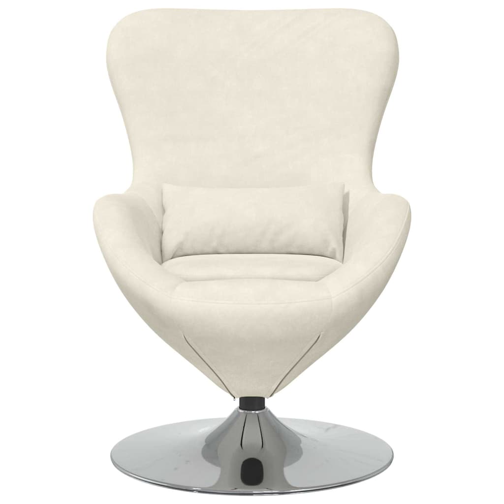 Fauteuil – Draaifauteuil – Relaxstoel – Loungefauteuil – Armstoel – Crèmekleurig Velvet – Draaibaar Met Voetensteun