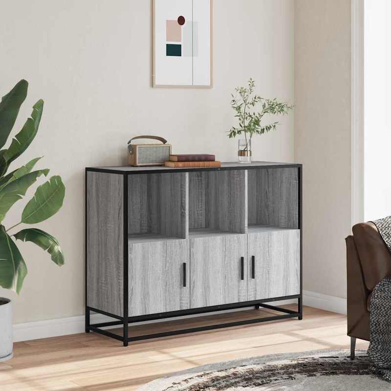 Sideboard 100x35x76cm edited wood gray sonoma oak-colored Practical and removable