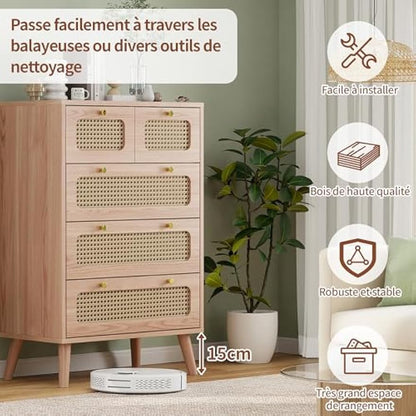 Ladekast – Ladenkast – Kommode – Opbergkast – Dressoir – 5 Lades – MDF Hout – Compact 60x34x91 cm – Natuurlijke Houtkleur