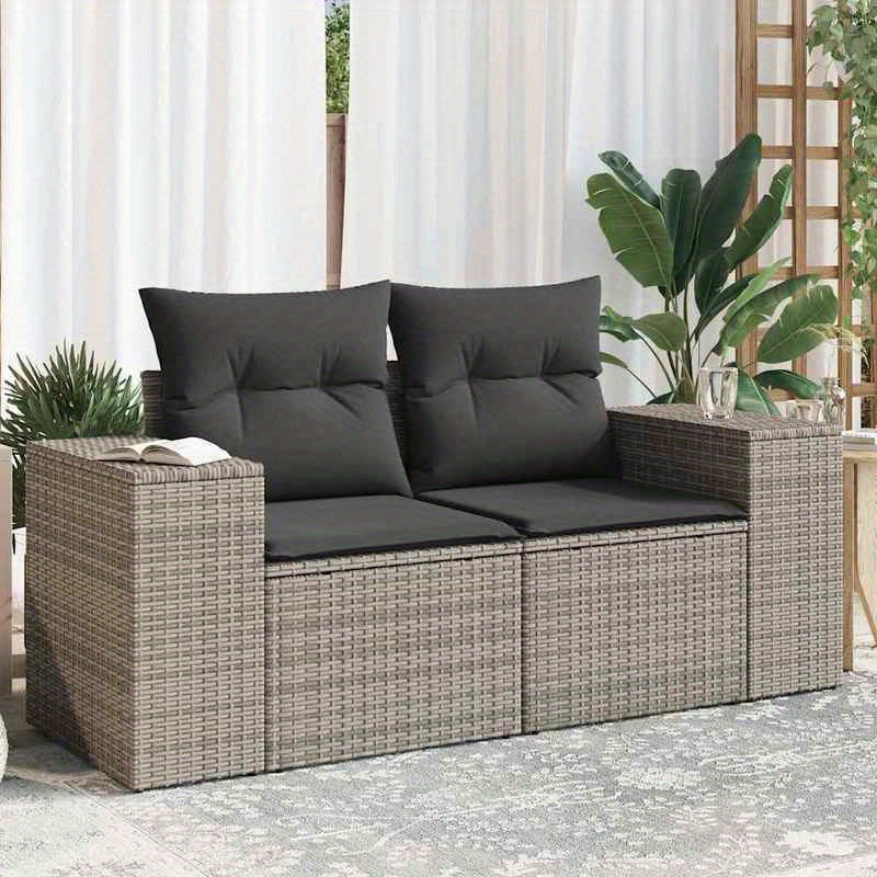 Buitensofa – Loungeset – Tuinbank – Loungemeubel – 2-zits Sofa – Weerbestendig Rotan – Comfortabele Kussens – Stijlvol Grijs