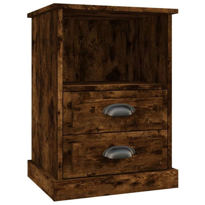 2-Pack Comodini 2pz Rovere Fumo 43x36x60cm 2D Flat, Wooden Nightstand with 3 Drawers - 27" Height, 3.2 Cu Ft Storage, Modern Minimalist Design for Bedroom, Living Room, Office - Holds Phone, Keychain, Wallet, Small Nightstand