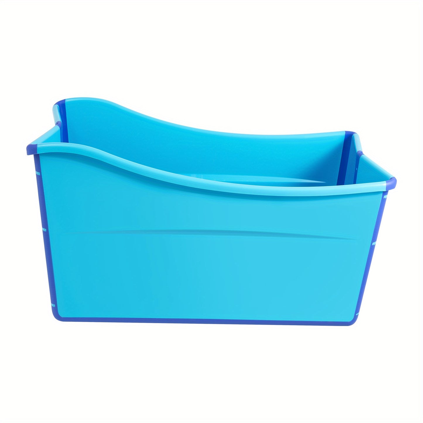 1-Pack Blue Portable Folding Bathtub - Durable PP & TPE Material, 89.99KG Weight Capacity, Rectangular Design for RVs, Hotels, Bathrooms, Patios - Space-Saving Foldable Tub with Drain Plug & Modern Style