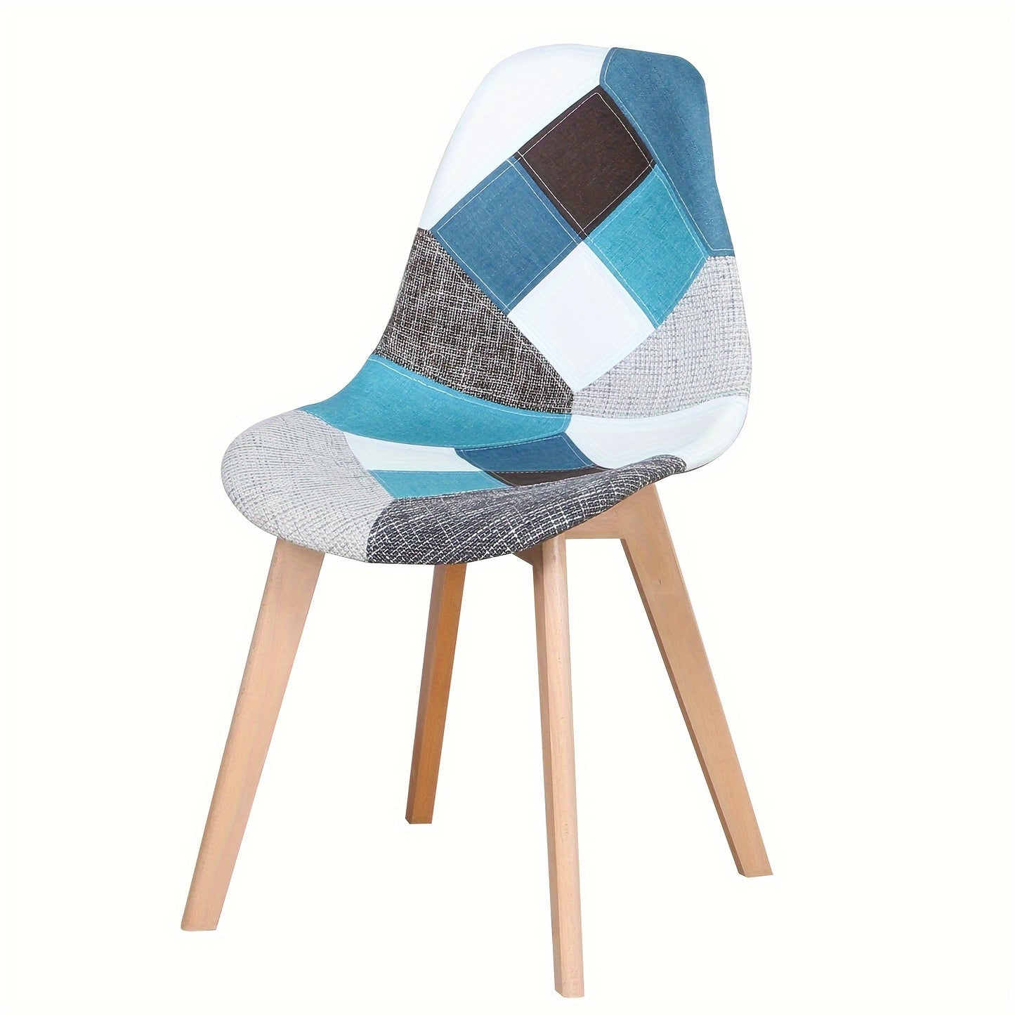 Eetkamerstoelen – Stoelen – Dinerset – Keukenstoelen – Zwarte Stoelen – Blauw Patchwork – Scandinavisch Design – Ergonomisch – Massief Beukenhout – Onderhoudsvriendelijk