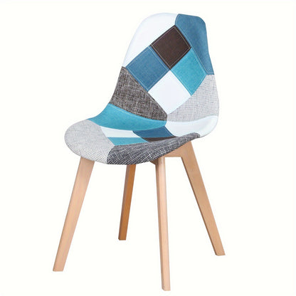 Eetkamerstoelen – Stoelen – Dinerset – Keukenstoelen – Zwarte Stoelen – Blauw Patchwork – Scandinavisch Design – Ergonomisch – Massief Beukenhout – Onderhoudsvriendelijk