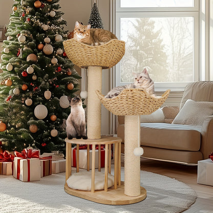 Krabpaal – Kattenboom – Krabmeubel – Kattenhuis – Krabton – 99 cm Hoog – Natuurlijk Hout en Sisal