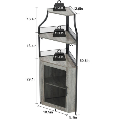 Modern Wine & Liquor Corner Bar Cabinet with Glass Rack - -Standing Storage Cabinet Suitable for Living Room, Dining Room - Wine Shelf with Mesh Door & Assembly Required