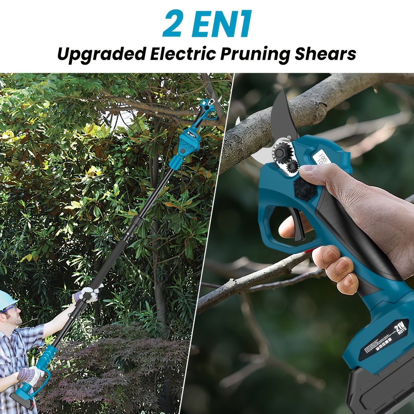 Elektrische Snoeischaar – Snoeigereedschap – Takkenschaar – Tuinschaar – Verlengsteel – Uitschuifbare Steel 50-200 Cm – Lithiumbatterij