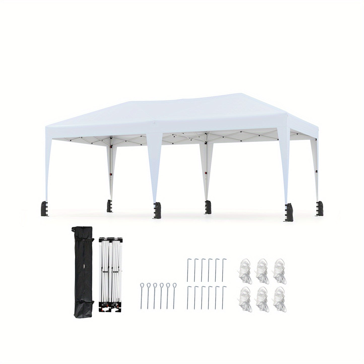 Partytent – Paviljoen – Tuintent – Feesttent – Opvouwbare Tent – 590x300 cm – Pop-up & Verstelbare Hoogte – Waterbestendig Oxford Stof met Draagtas met Wieltjes