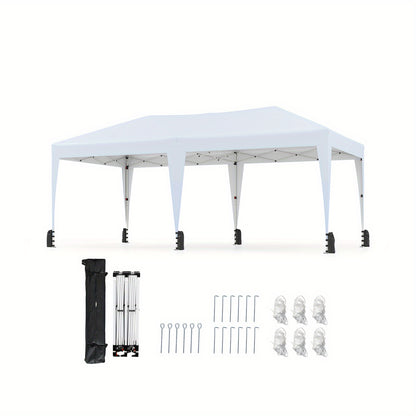 Partytent – Paviljoen – Tuintent – Feesttent – Opvouwbare Tent – 590x300 cm – Pop-up & Verstelbare Hoogte – Waterbestendig Oxford Stof met Draagtas met Wieltjes