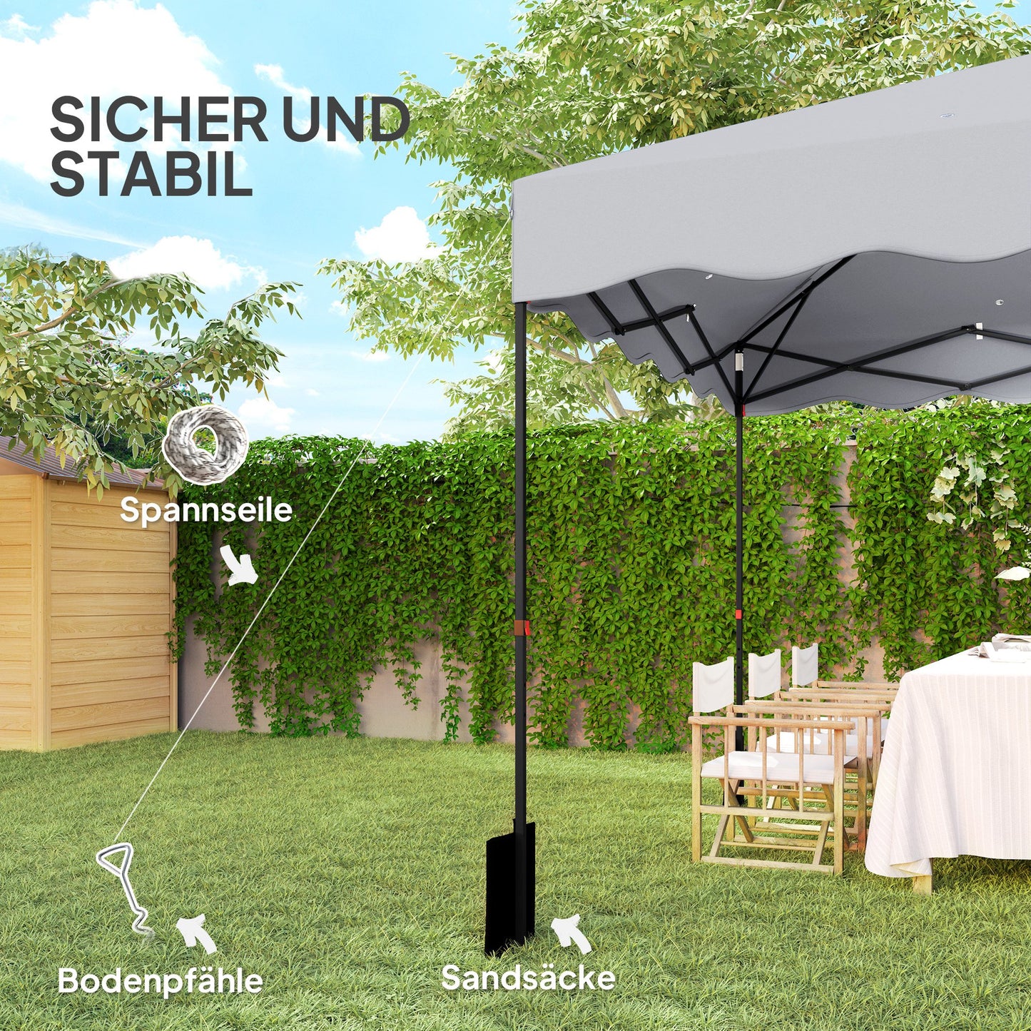 Partytent – Paviljoen – Feesttent – Tuinent – Vouwtent – 3x3 Meter – Waterdicht Oxford Stof Met UPF50+ UV-Bescherming