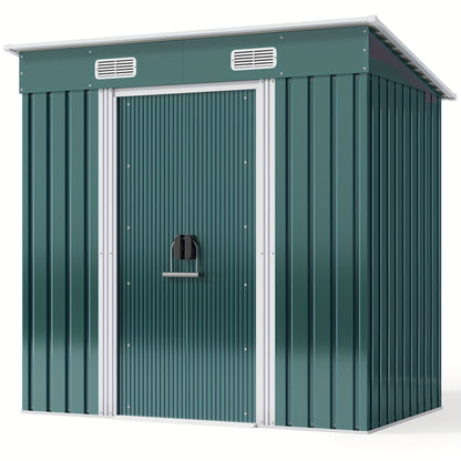 Tuinhuisje – Tuinschuur – Berging – Gereedschapsschuur – Metaalberging – Gegalvaniseerd Staal – Ventilatiesysteem – 183x109x182 cm – Groen/Grijs