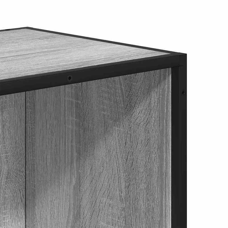 [Versatile Use] Stylish Gray Sonoma Oak Bookcase - 3-Section Vertical Shelving Unit with Black Metal Frame, Smooth & Moisture-Proof Wood, Ample Storage for Living Room, Office, or Study - Perfect for Books, Decor, and Essenti
