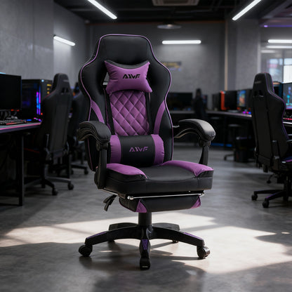 Gamingstoel – Gaming Chair – Bureaustoel – Draaistoel – Racestoel – Ergonomische Rugondersteuning – Verstelbare Hoogte & Kantelfunctie – Roze/Wit