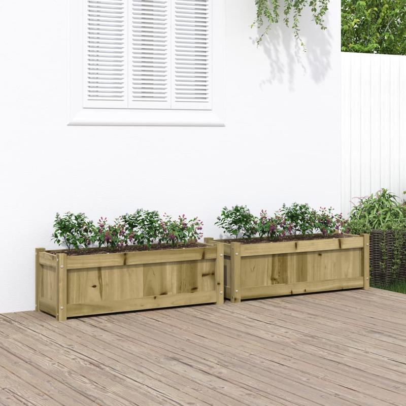 Bloemenrek – Plantenrek – Bloemenhouder – Plantenhouder – Houtrek Marrone – Geïmpregneerd Dennenhout – Weerbestendig – Set van 2 Stuks